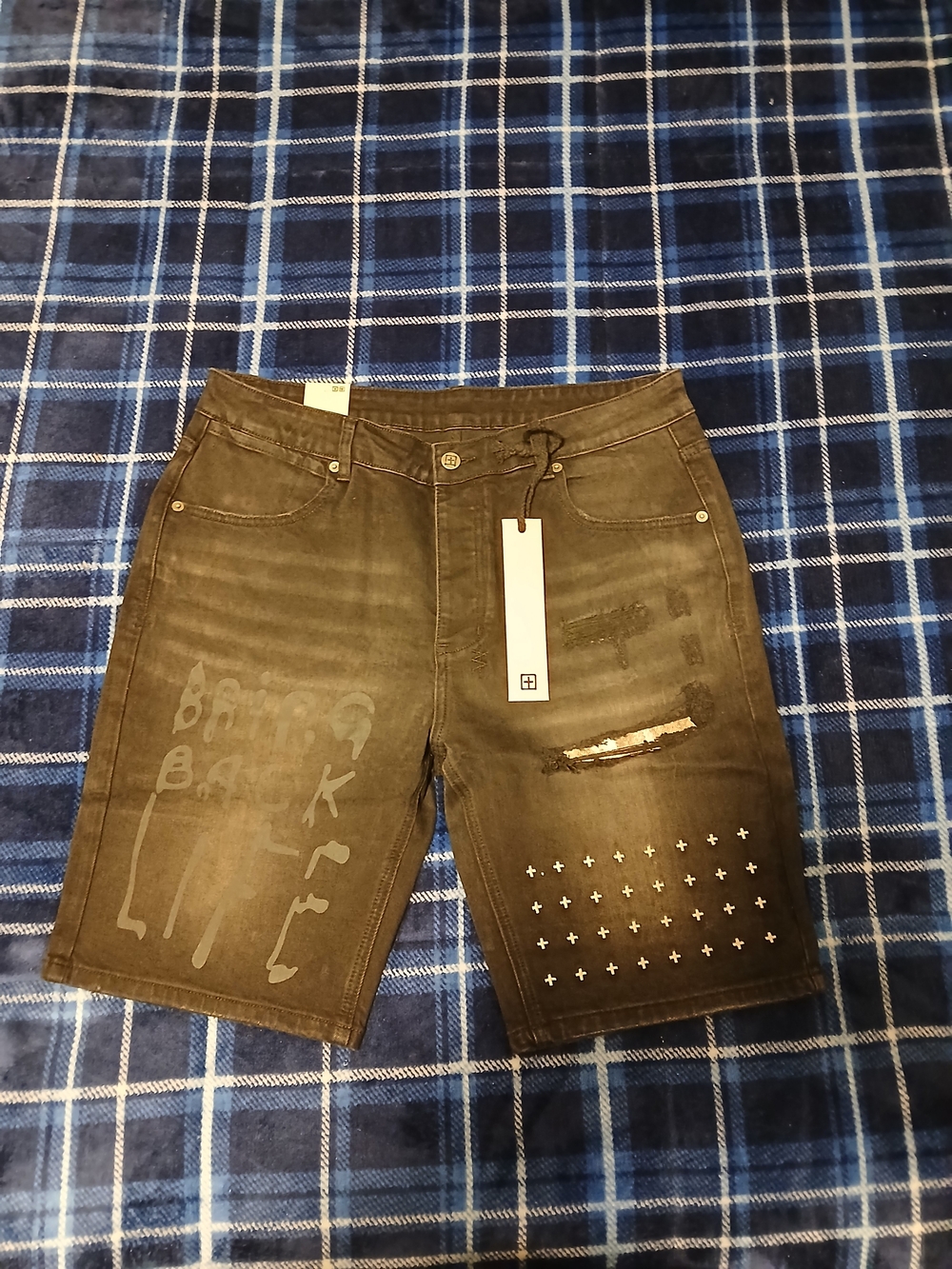 Ksubi Washed Black Distressed Men's Jean Shorts